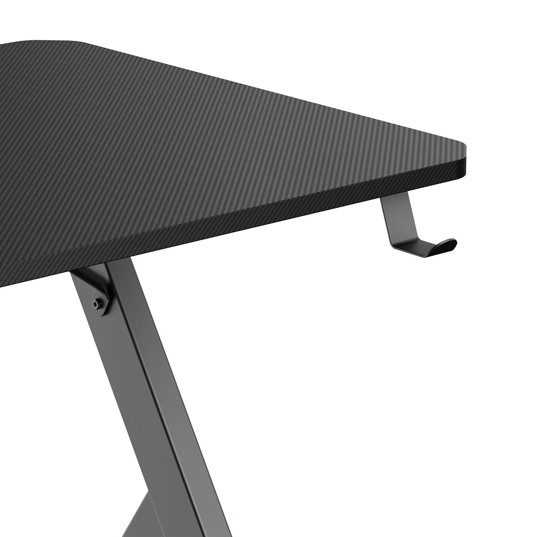 NanoRS gaming-skrivebord, sort, med holder til hovedtelefoner og kop, maks. 75 kg, mål 1200 x 600 x 750 mm, RS101