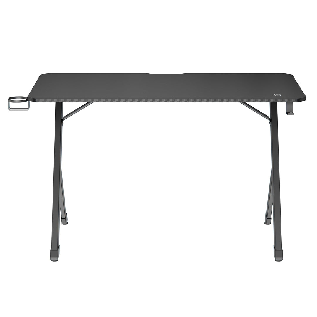 NanoRS gaming-skrivebord, sort, med holder til hovedtelefoner og kop, RGB-belysning, maks. 75 kg, mål 1200 x 600 x 750 mm, RS102