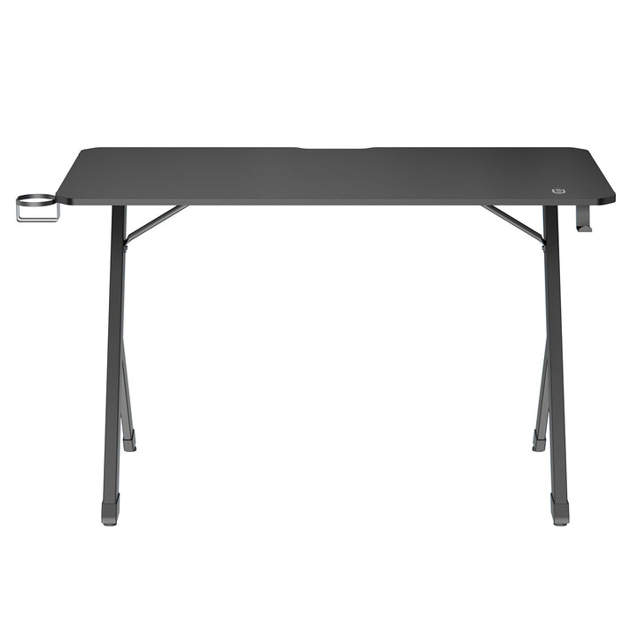 NanoRS gaming-skrivebord, sort, med holder til hovedtelefoner og kop, RGB-belysning, maks. 75 kg, mål 1200 x 600 x 750 mm, RS102
