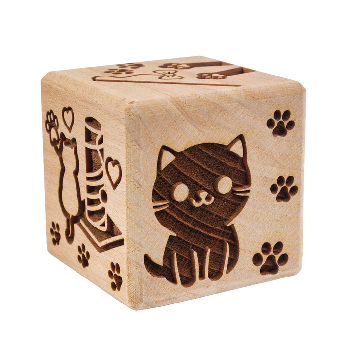 Graveret kageform Goody Woody, 6 cm, bøgetræ, 6 mønstre, katte