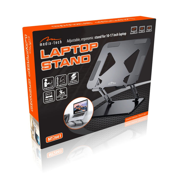 Justerbar, ergonomisk holder til bærbare computere på 10-17 tommer LAPTOP STAND Media-Tech MT2661