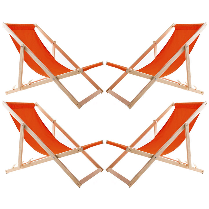 Sæt med fire liggestole, orange, Woodok, samlet