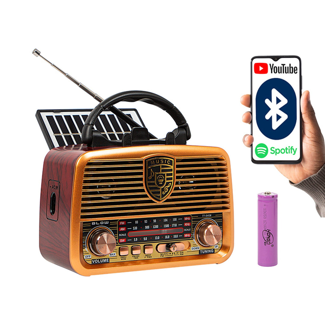 Bærbar analog AM/FM BT BLOW RA10 solcelledrevet radio