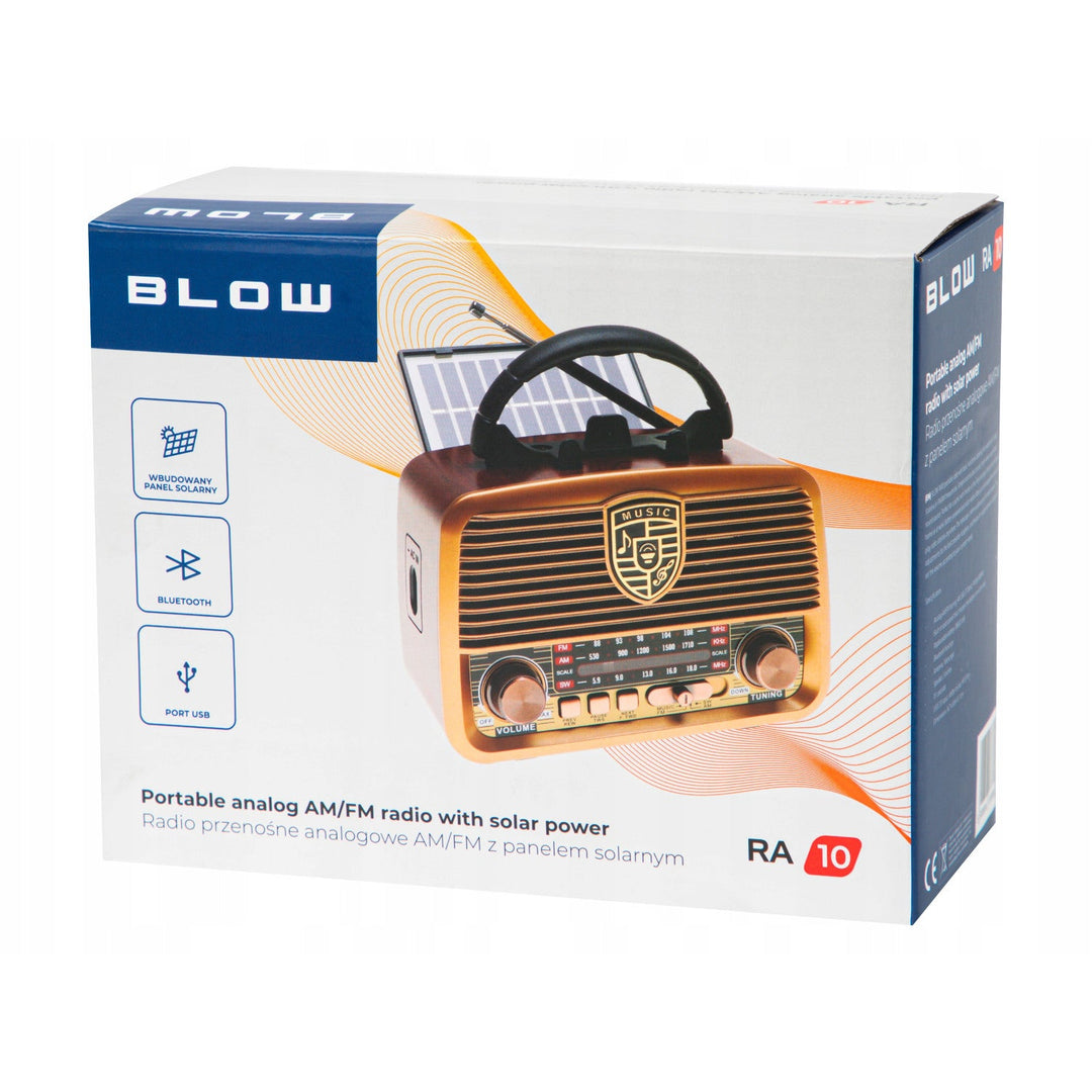 Bærbar analog AM/FM BT BLOW RA10 solcelledrevet radio