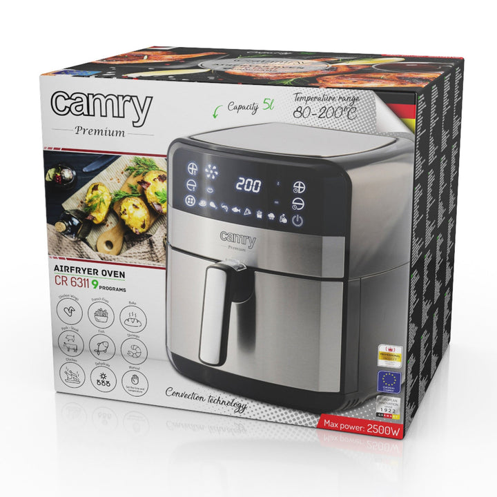 Frituregryde uden fedt, 9 programmer, 5,0 L, Airfryer, Camry CR 6311