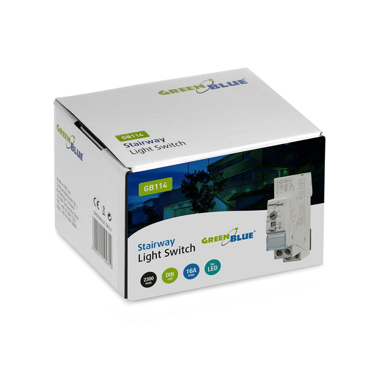 Trappemotor til DIN-skinne GreenBlue, regulering 30s-10m, maks. 2300 W, GB114, 3 stk.