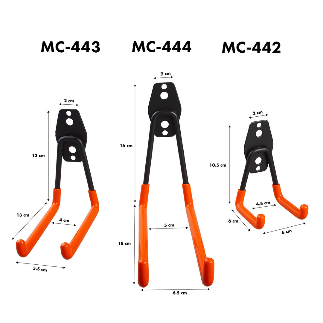 Maclean garage wall mount, for tires, garden tools, ladder, hoses. steel, max load 70kg, MC-442 + MC-443 max load 50kg + MC-444 max load 25kg