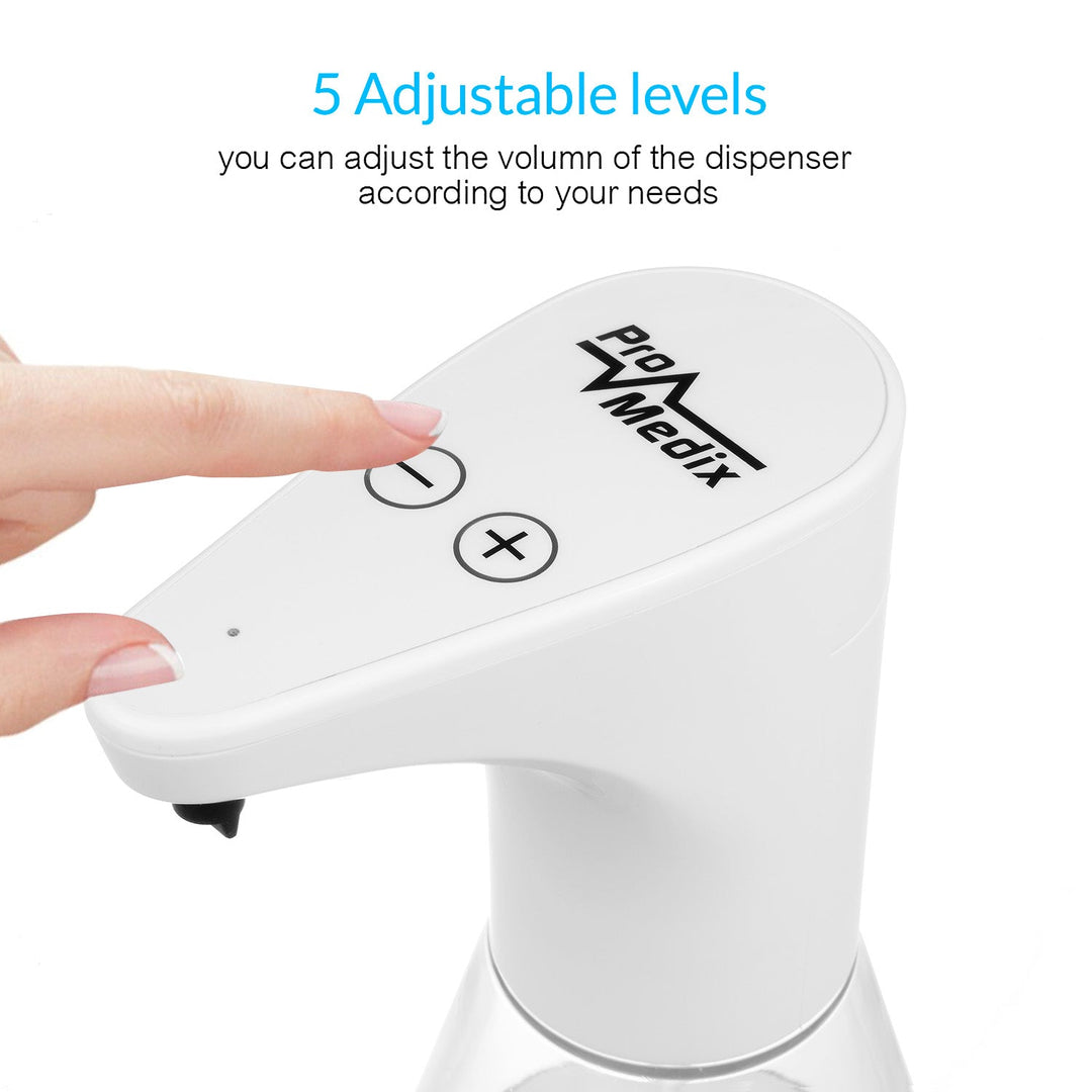 Promedix automatisk dispenser, dispenserbeholder til flydende sæbe, desinfektionsmidler, 480 ml, 4xAA PR-530 + 4x Varta Industrial LR6/AA R-06-batterier