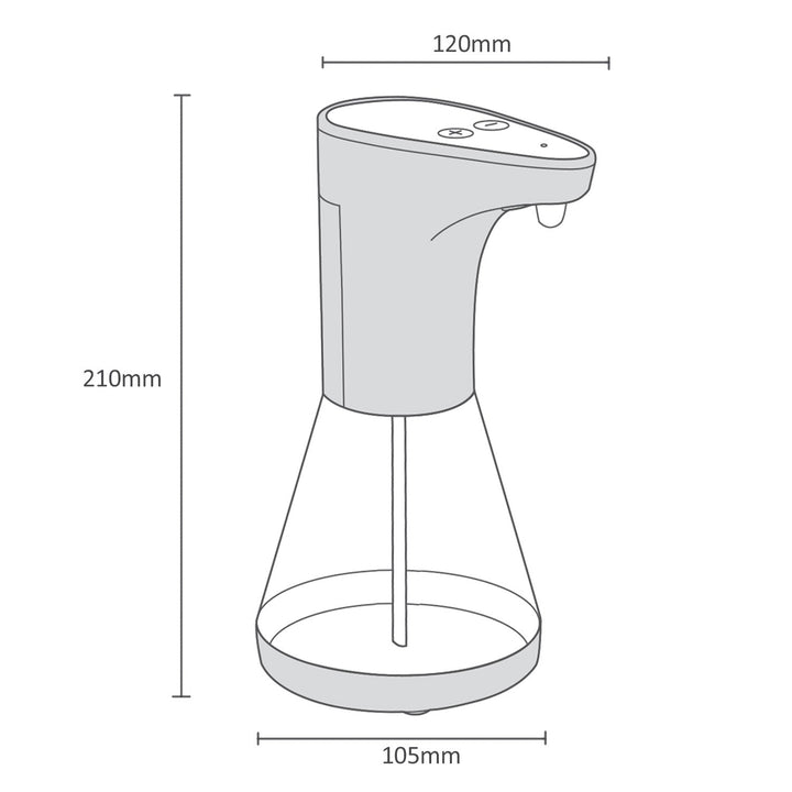 Promedix automatisk dispenser, dispenserbeholder til flydende sæbe, desinfektionsmidler, 480 ml, 4xAA PR-530 + 4x Varta Industrial LR6/AA R-06-batterier
