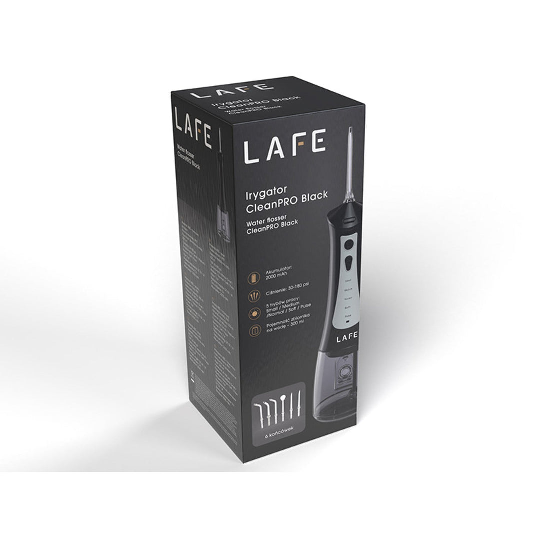 LAFE tandirrigator, 5 indstillinger, 6 mundstykker, sort, CleanPRO