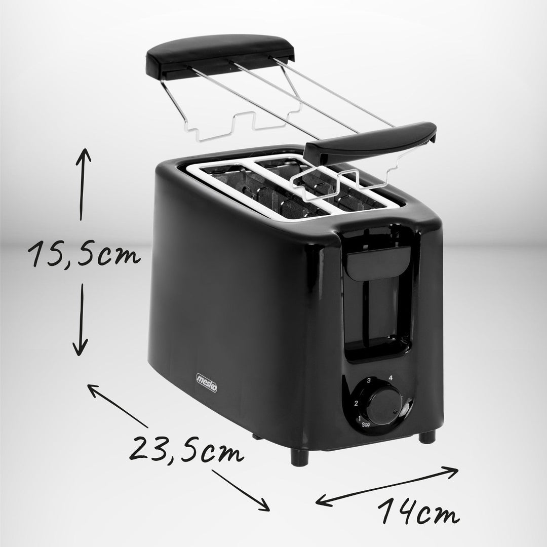 Mesko brødrister, 2 skiver, 900 W, sort, MS 3220