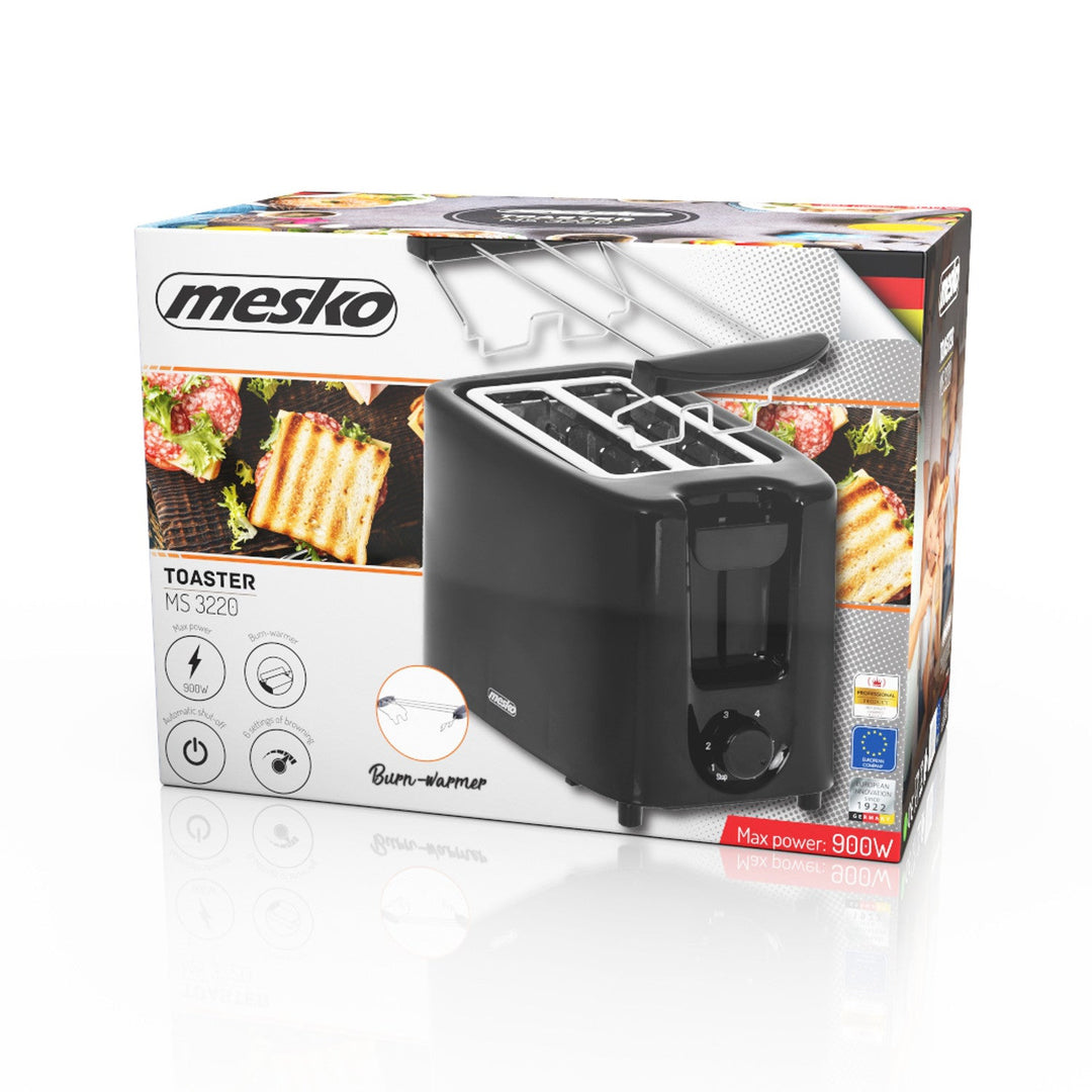 Mesko brødrister, 2 skiver, 900 W, sort, MS 3220