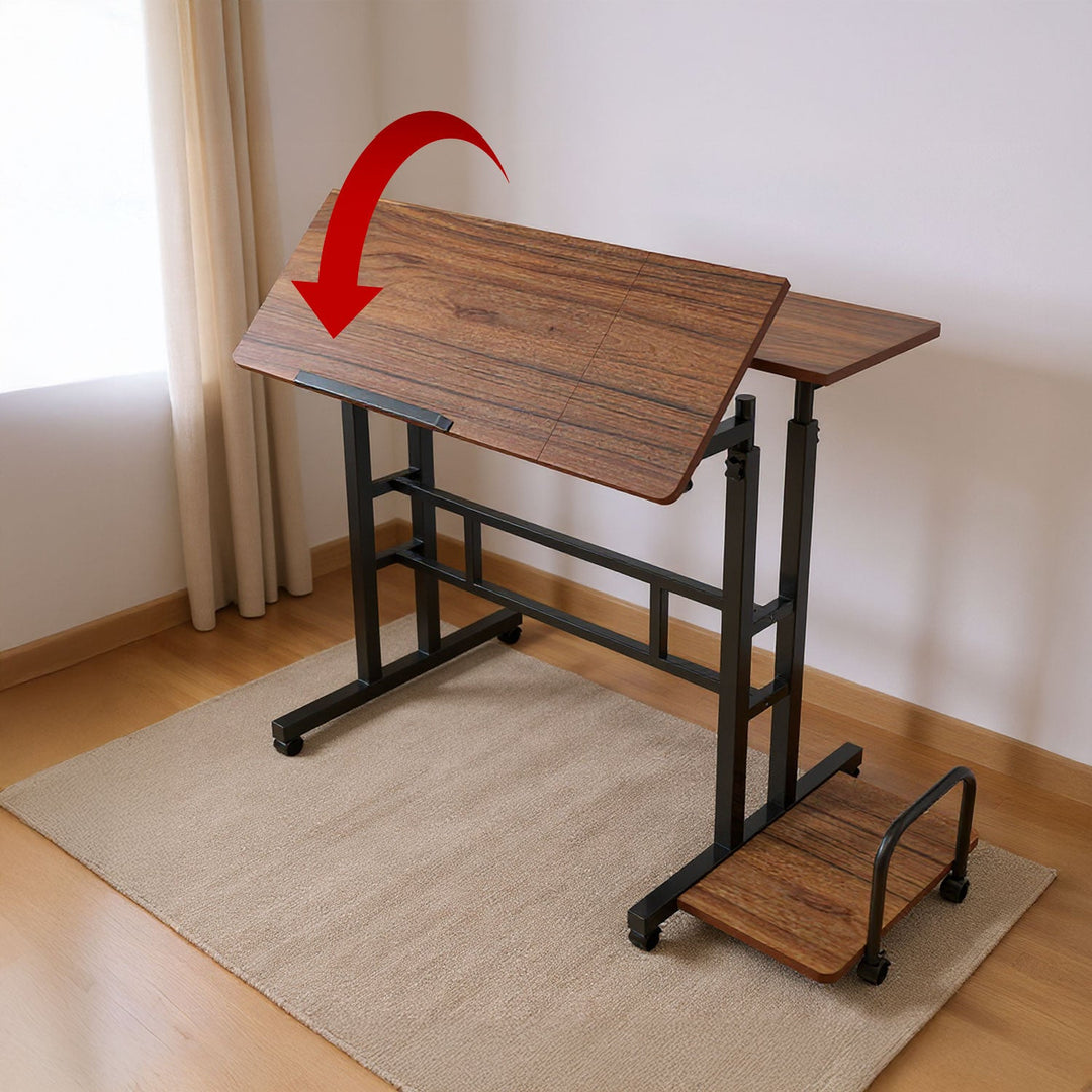 Mobil skrivebord til bærbar computer Maclean, sort, bordplade 80x60 cm, maks. 50 kg, højdejustering 67-115 cm, MC-124 B