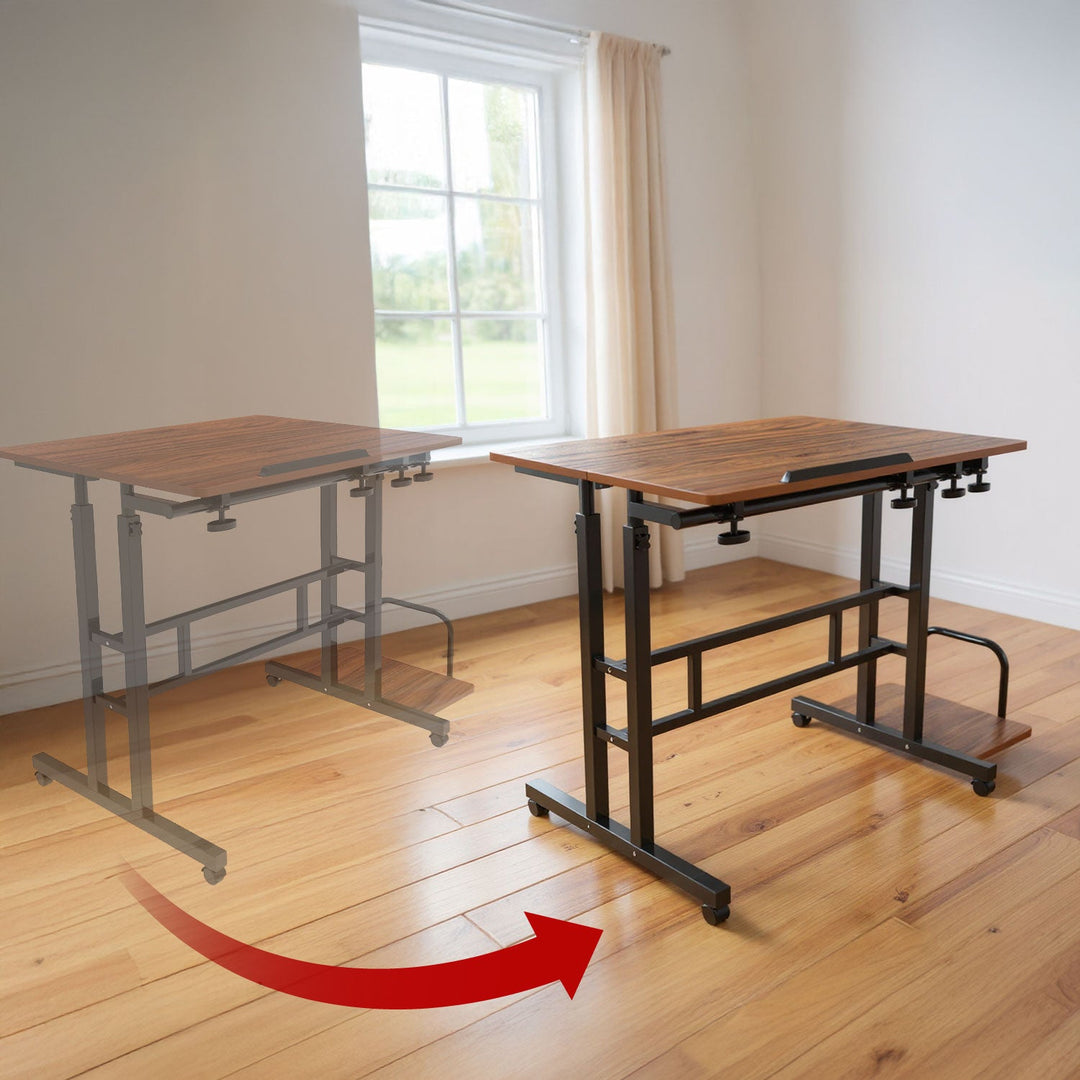 Mobil skrivebord til bærbar computer Maclean, sort, bordplade 80x60 cm, maks. 50 kg, højdejustering 67-115 cm, MC-124 B
