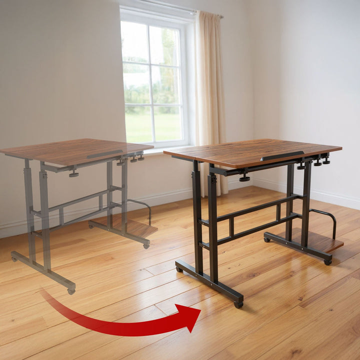 Mobil skrivebord til bærbar computer Maclean, sort, bordplade 80x60 cm, maks. 50 kg, højdejustering 67-115 cm, MC-124 B