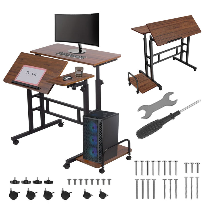 Mobil skrivebord til bærbar computer Maclean, sort, bordplade 80x60 cm, maks. 50 kg, højdejustering 67-115 cm, MC-124 B