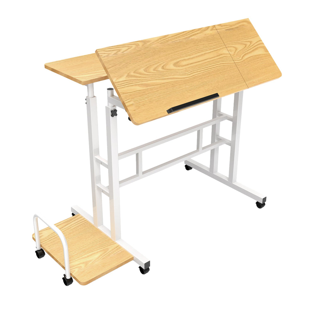 Mobil skrivebord til bærbar computer Maclean, hvid, bordplade 80x60 cm, maks. 50 kg, højdejustering 67-115 cm, MC-124 W