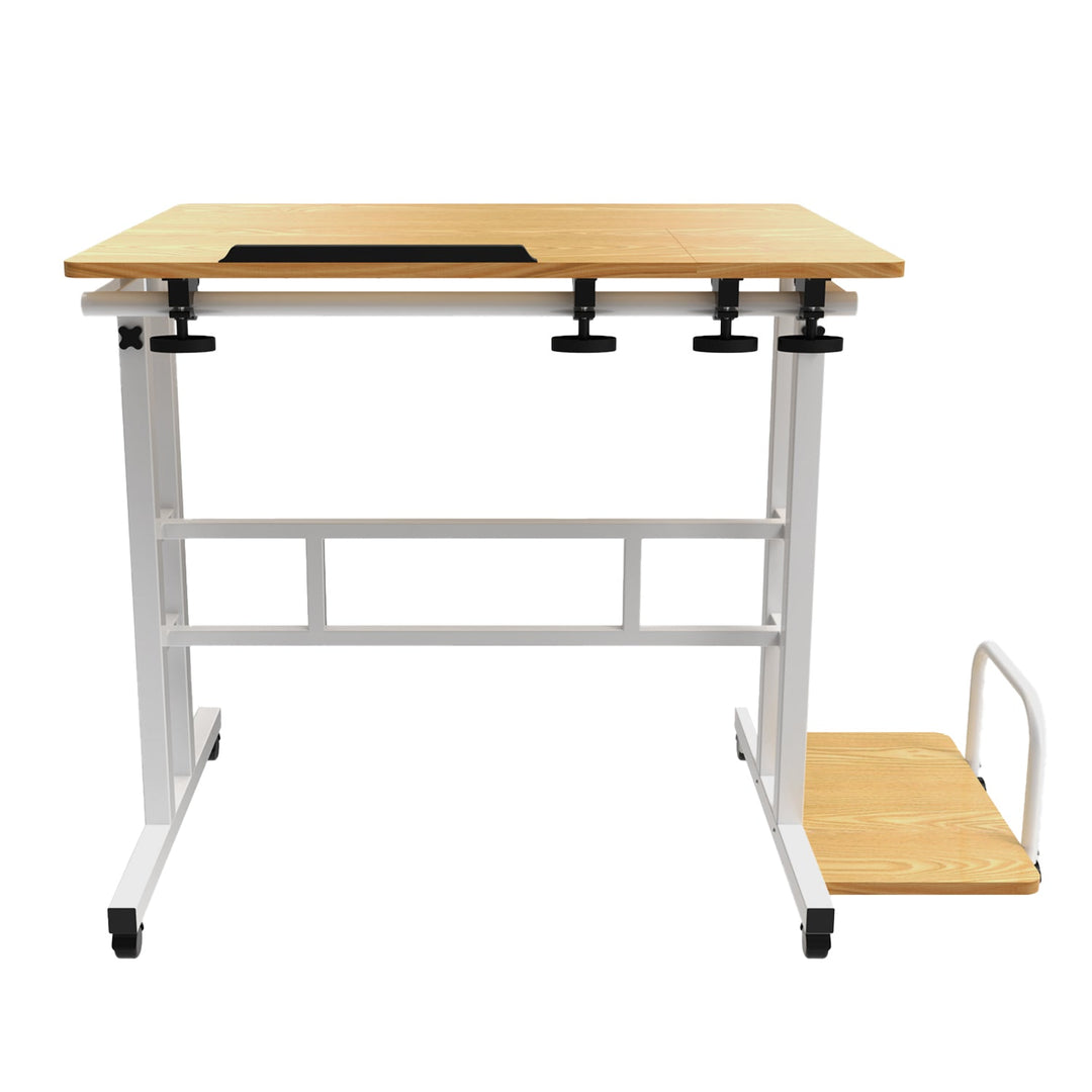 Mobil skrivebord til bærbar computer Maclean, hvid, bordplade 80x60 cm, maks. 50 kg, højdejustering 67-115 cm, MC-124 W