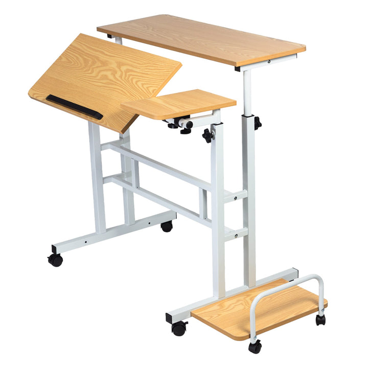 Mobil skrivebord til bærbar computer Maclean, hvid, bordplade 80x60 cm, maks. 50 kg, højdejustering 67-115 cm, MC-124 W