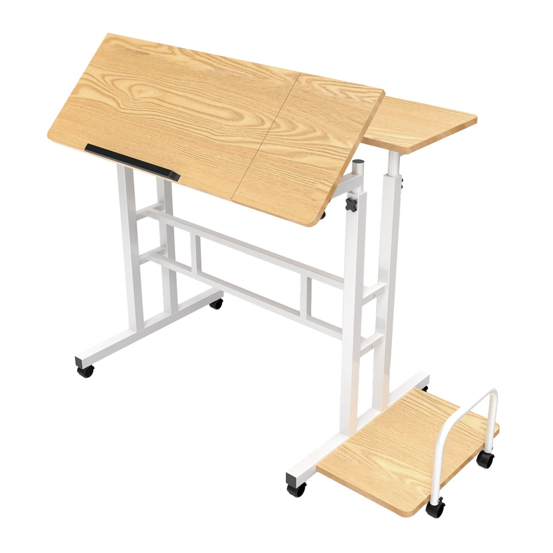 Mobil skrivebord til bærbar computer Maclean, hvid, bordplade 80x60 cm, maks. 50 kg, højdejustering 67-115 cm, MC-124 W