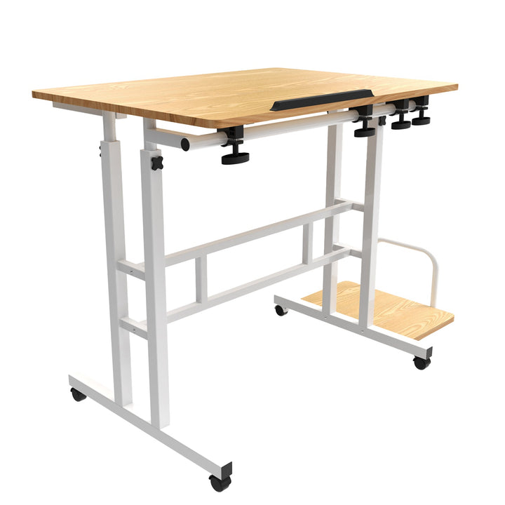 Mobil skrivebord til bærbar computer Maclean, hvid, bordplade 80x60 cm, maks. 50 kg, højdejustering 67-115 cm, MC-124 W