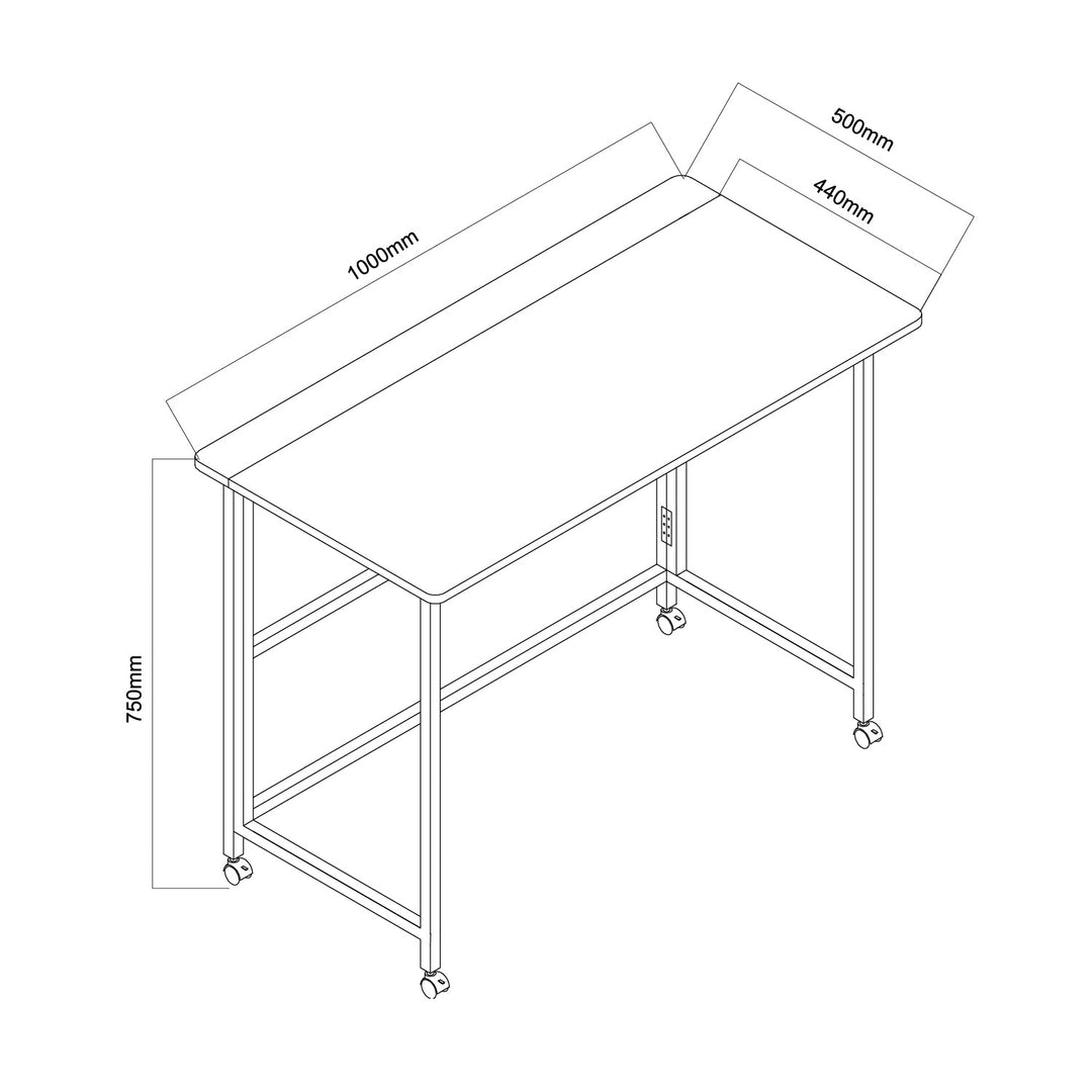 Maclean sammenklappelig skrivebord, sort, mobil, bordplade 100x50cm, maks. 50kg, MC-1250 B