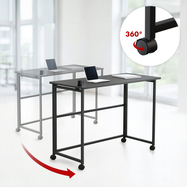 Maclean sammenklappelig skrivebord, sort, mobil, bordplade 100x50cm, maks. 50kg, MC-1250 B