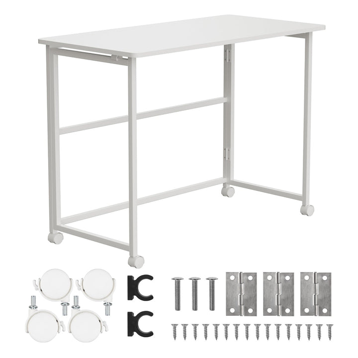 Maclean foldbart skrivebord, hvidt, mobilt, bordplade 100x50 cm, maks. 50 kg, MC-1250 W