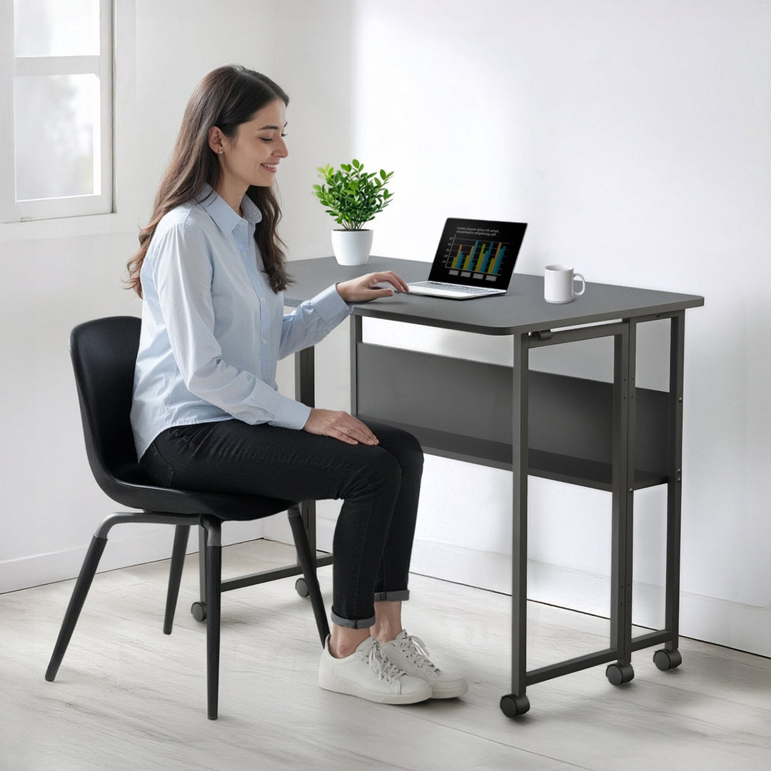 Maclean sammenklappelig skrivebord, sort, mobil, bordplade 100x58cm, maks. 50kg, MC-126 B