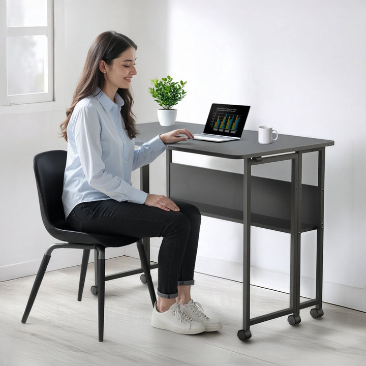 Maclean sammenklappelig skrivebord, sort, mobil, bordplade 100x58cm, maks. 50kg, MC-126 B