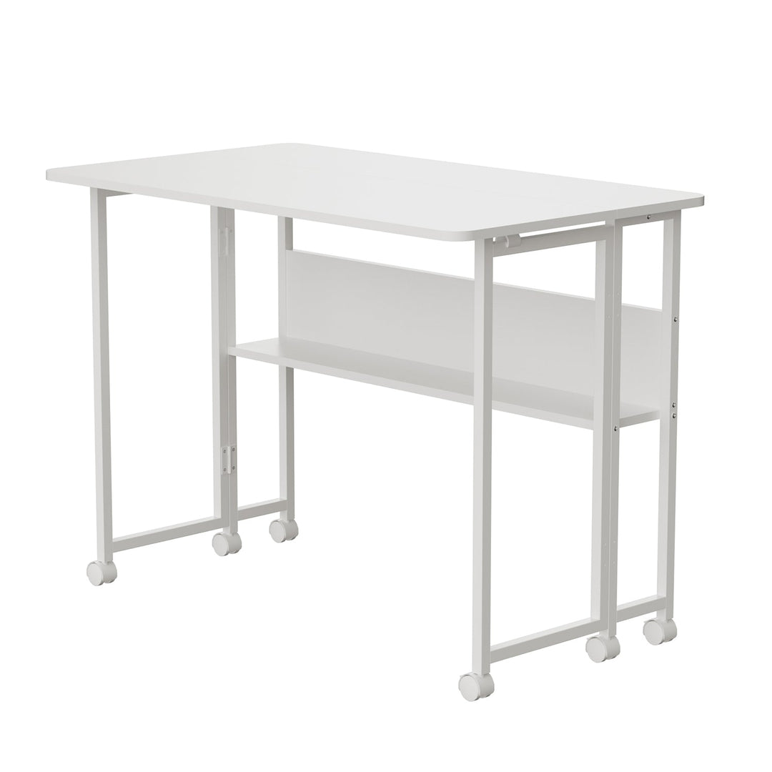 Maclean foldbart skrivebord, hvidt, mobilt, bordplade 100x58 cm, maks. 50 kg, MC-126 W