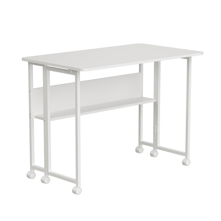 Maclean foldbart skrivebord, hvidt, mobilt, bordplade 100x58 cm, maks. 50 kg, MC-126 W