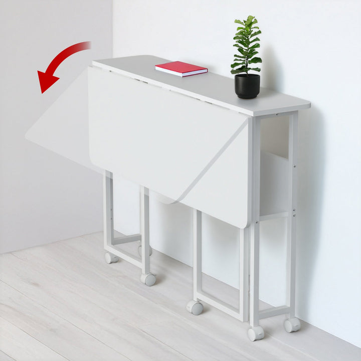 Maclean foldbart skrivebord, hvidt, mobilt, bordplade 100x58 cm, maks. 50 kg, MC-126 W