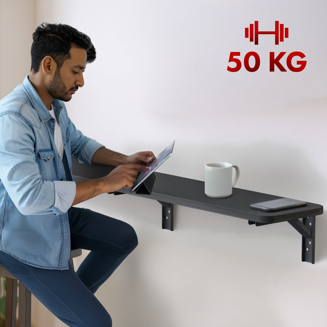 Sammenklappelig hylde / bordplade Maclean, sort, 100x20 cm, maks. 50 kg, MC-129 B