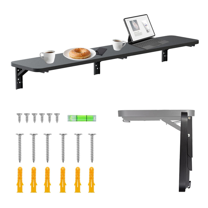 Sammenklappelig hylde / bordplade Maclean, sort, 100x20 cm, maks. 50 kg, MC-129 B