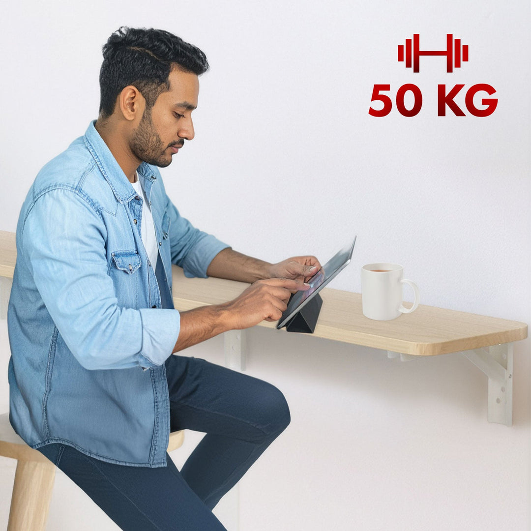 Sammenklappelig hylde / bordplade Maclean, farve lyst træ, 100x20 cm, maks. 50 kg, MC-129 WD