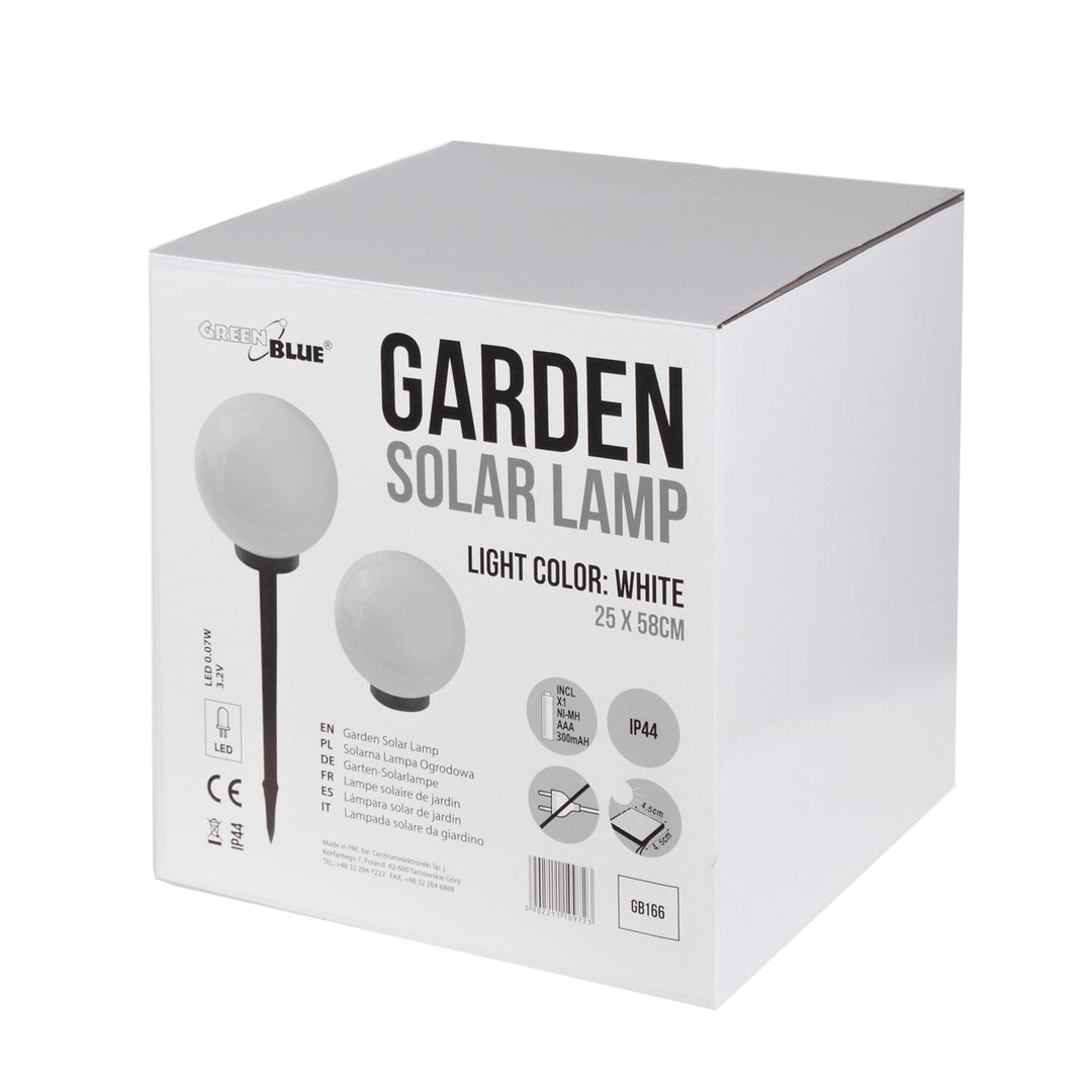 GreenBlue solcellelampe, fritstående, have, kugle 25x25x58 cm, hvid LED, GB166, 4 stk.