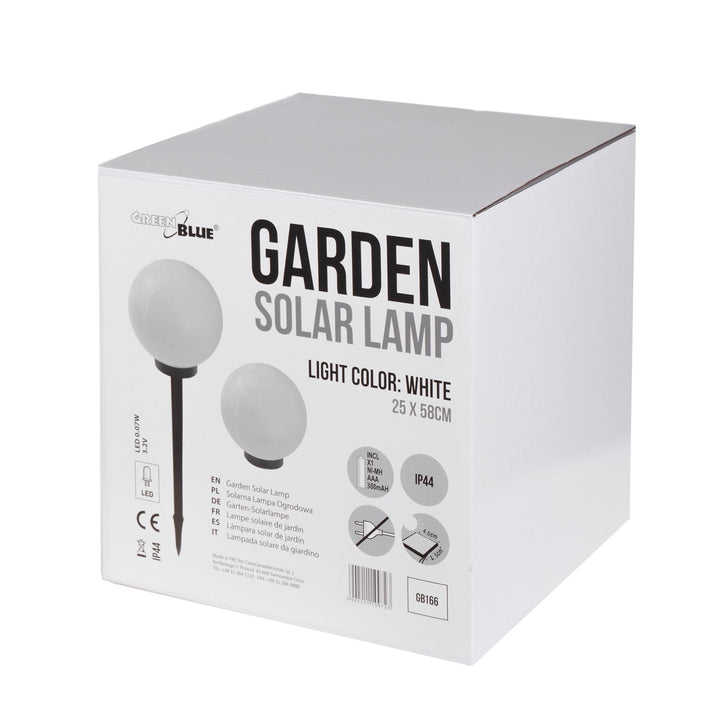 GreenBlue solcellelampe, fritstående, have, kugle 25x25x58 cm, hvid LED, GB166, 4 stk.