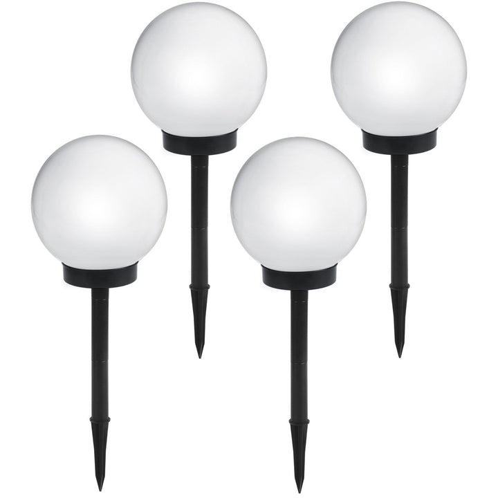 GreenBlue solcellelampe, fritstående, have, kugle 25x25x58 cm, hvid LED, GB166, 4 stk.