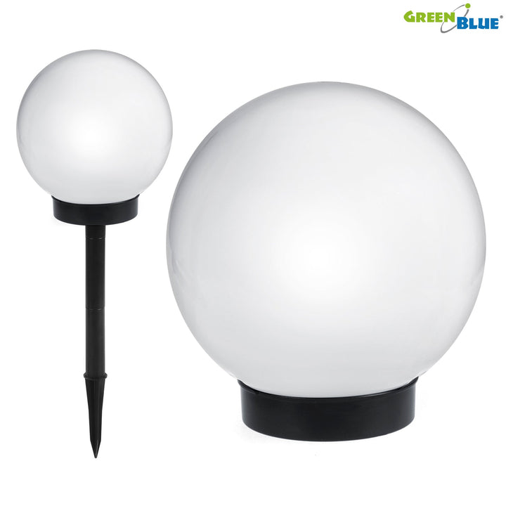 Fritstående solcellelampe til haven GB167 – kugle 30x30x63 cm, farvet LED, 4 stk.