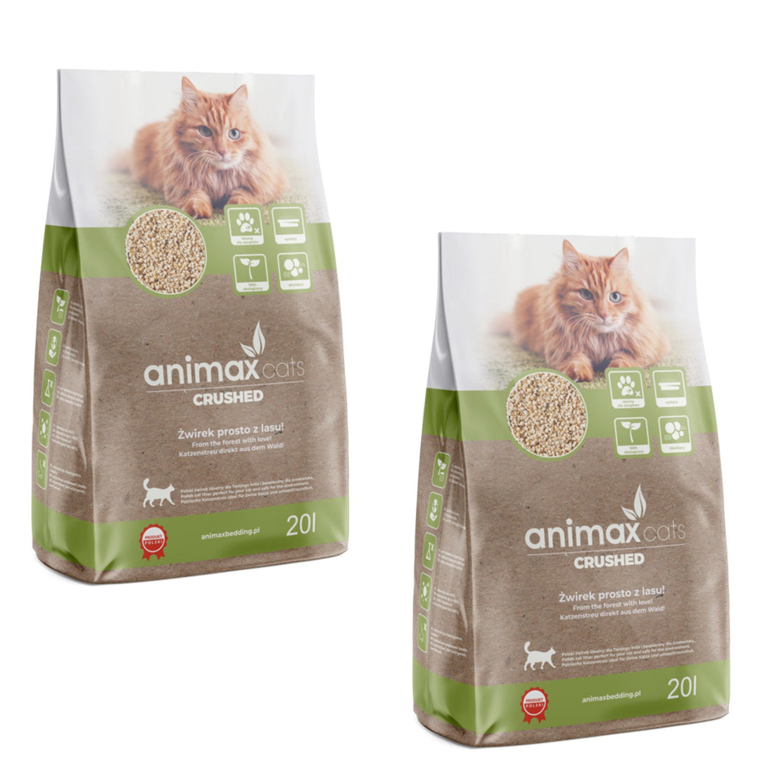 Klumpende kattegrus, klassisk, knust, 20 liter, Animax, 2 pakninger