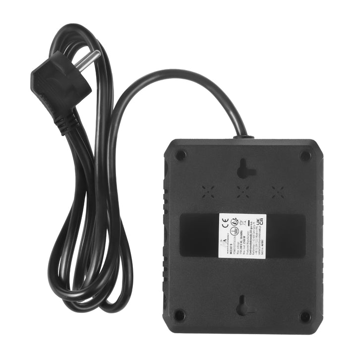 Maclean strømskinne, forlængerledning med 2 stik + 3xUSB, 110-240V AC 50/60Hz, 2,1A max 2500W, 1,5m, sort, MCE387 B