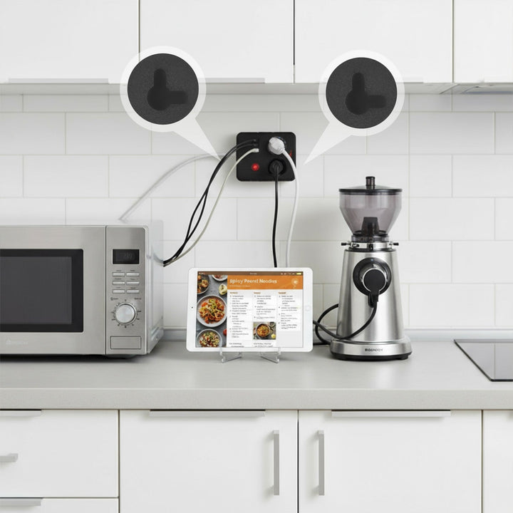 Maclean strømskinne, forlængerledning med 2 stik + 3xUSB, 110-240V AC 50/60Hz, 2,1A max 2500W, 1,5m, sort, MCE387 B