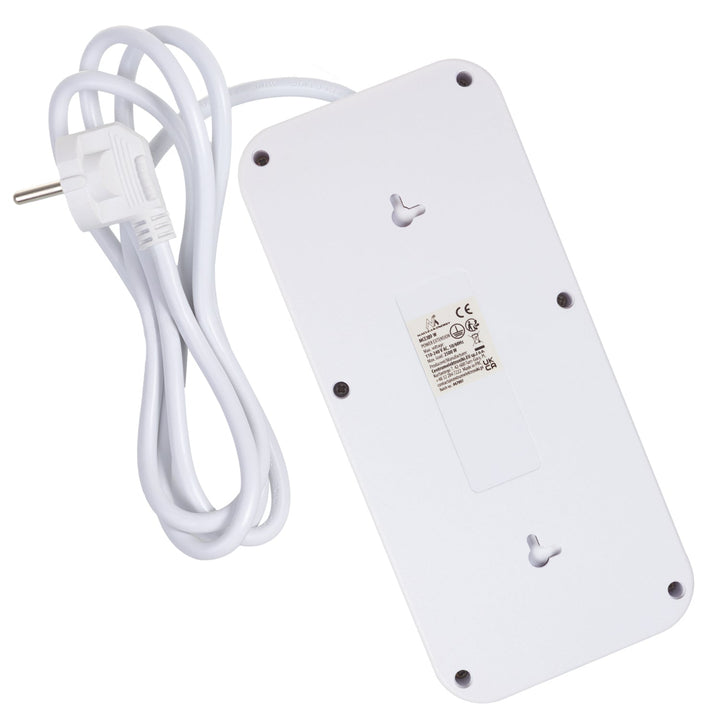 Maclean strømskinne, forlængerledning med 6 stik + 4xUSB, 110-240V AC 50/60Hz, 2,1A max 2500W, 1,5 m, hvid, MCE389 W