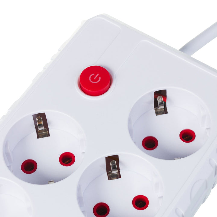 Maclean strømskinne, forlængerledning med 4 stik + 3xUSB, 110-240V AC 50/60Hz, 2,1A max 2500W, 3m, hvid, MCE393 W