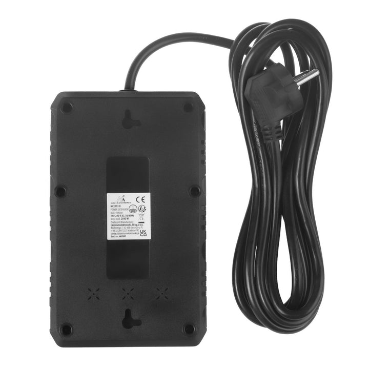 Maclean strømskinne, forlængerledning med 4 stik + 3xUSB, 110-240V AC 50/60Hz, 2,1A max 2500W, 3m, sort, MCE393 B