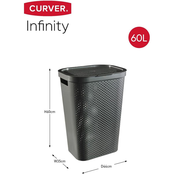 Curver Infinity Recycled 60L mørkegrå vasketøjskurv
