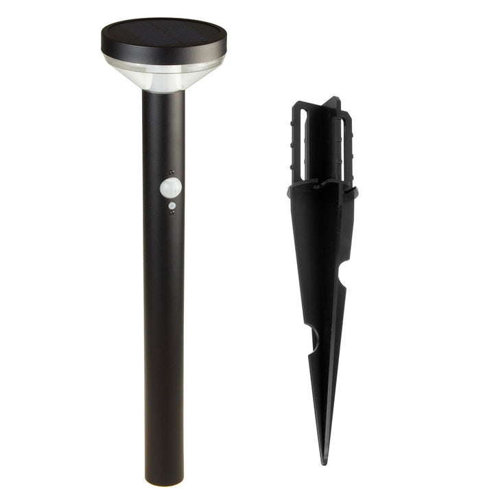Maclean solcellelampe, med sensor, 3 indstillinger, til at stikke ned i jorden, Li-ion 18650, IP44, 3,7 V, 1200 mAh, sort, MCE465 B, 6 stk.
