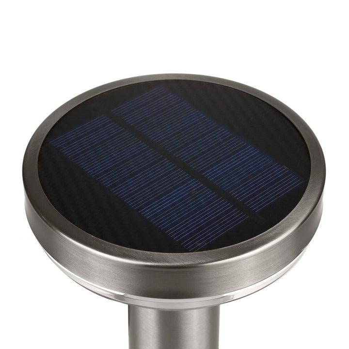 Maclean solcellelampe, med sensor, 3 indstillinger, til at stikke ned i jorden, Li-ion 18650, IP44, 3,7 V, 1200 mAh, mat krom, MCE465 C/M, 8 stk.