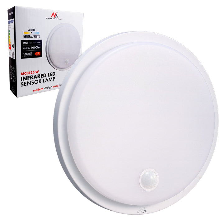 LED-lampe med bevægelsessensor Maclean, PIR-sensor, farve hvid, 10 W, IP65, 1000 lm, neutral farve, MCE525 W